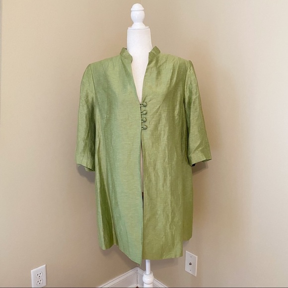 Alex & Co. Linen Blend Long Green Jacket - 16 - Picture 1 of 16